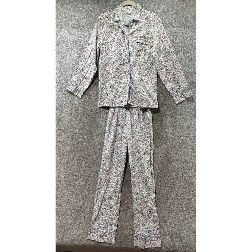J Crew‎ Crewcuts Long Sleeve Button Up Pajama Set Girls XL 12-14 Floral Bird